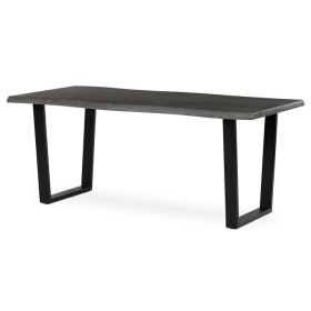 Stůl jídelní, 180x90x75 cm, MDF deska, dekor šedý dub, kovová nohy ve tvaru U, černý matný lak