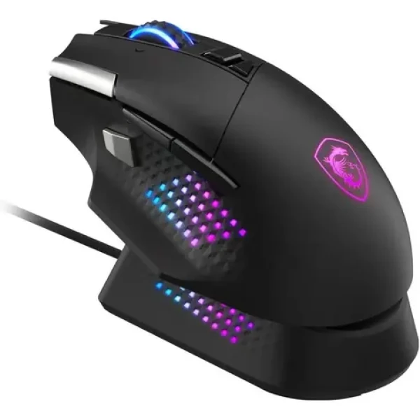 MSI Versa Pro + Mouse Dock Pro set černá / Herní optická myš / 26000 DPI / 13 tlačítek / USB / BT / RGB (S12-4301370-CLA)