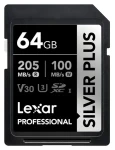 Lexar Professional SILVER PLUS SDXC 64GB / čtení: 205MBps / zápis: 100MBps / UHS-I / V30 (LSDSIPL064G-BNNNG)