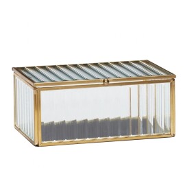 Hübsch Skleněný box Ripple Glass Menší, zlatá barva, čirá barva, sklo, kov