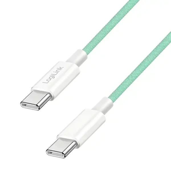 LogiLink USB-C - USB-C zelená / Nylonový kabel / USB 2.0 / 60 W / 1,5 m (CU0348)