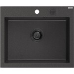 MEXEN/S - Elix granitový dřez 1-miska 600 x 500 mm, černá kropenatá, sifon černá 6525601005-76-B