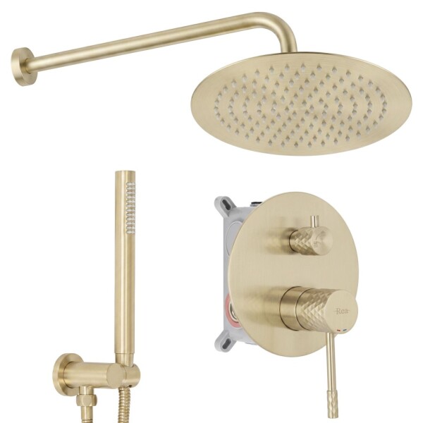 REA - Podomítková sprchová sada Lungo Diamond Brush Gold + BOX REA-P9665
