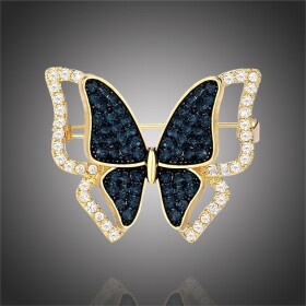 Luxusní brož se zirkony Crystal Butterfly Gold - motýl, Zlatá