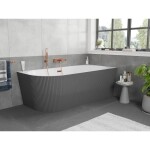 MEXEN/S - Silo volně stojící rohová vana pravá reliéf 150 x 75, bílá/šedá, sifon a přepad růžové zlato 52891507562P-60