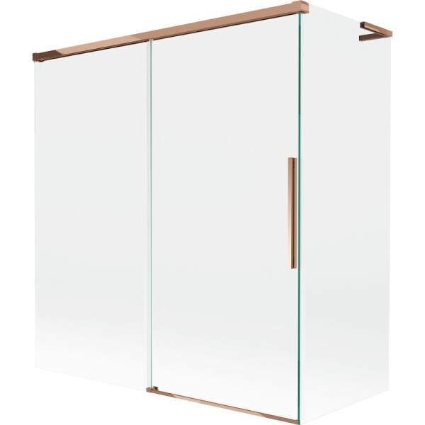 MEXEN/S - Rox L vanová zástěna 2-křídlová posuvná 150 + 70 x 150, transparent, růžové zlato 8C9L-150-070-60-00