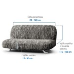 Bielastické potahy UNIVERSO NOVÉ žíhané černobílé dvojkřeslo s dřevěnými rukojeťmi (š. 80 - 140 cm)