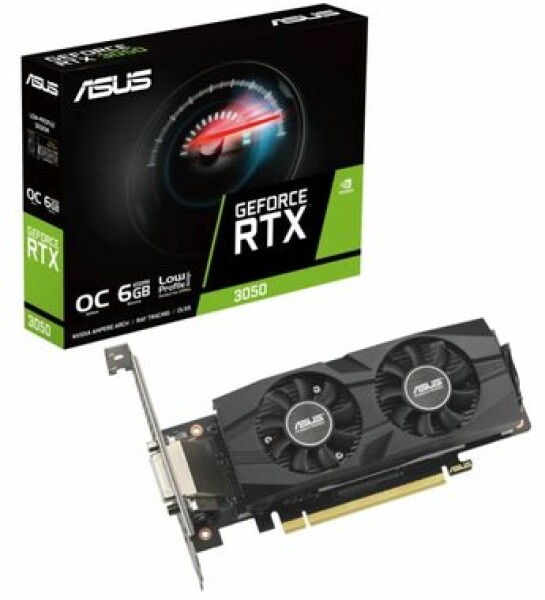 ASUS GeForce RTX 3050 LP BRK OC 6GB / 1042-1470MHz / 6GB GDDR6 / 96-bit / 1x DVI + 1x HDMI + 1x DP / 70W (90YV0KQ0-M0NA00)