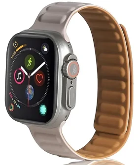Beline Magnetic šedo-khaki / Pásek pro Apple Watch / 42/44/45/49mm / magnetický