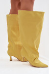 Kozačky s širokým horním dílem a záhyby na podpatku Žluté Harela 38