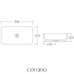 CERANO - Umyvadlo keramické Kiana - polozápustné a na desku - bílá lesklá - 50x31 CER-667900