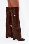 Dámské zateplené kozačky s holenicí nad kolena Serelle – hnědé Velikost: 38