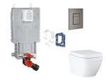 GROHE - Uniset Set předstěnové instalace, klozetu, sedátka SoftClose, tlačítka Skate Cosmopolitan a sady pro vhazování tablet Triple Vortex, kartáčovaný Hard Graphite SANI15BB5116