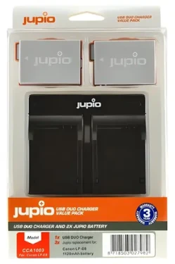 JUPIO LP-E8 / Sada 2x akumulátor + USB nabíječka / 1120 mAh / pro Canon (CCA1003)