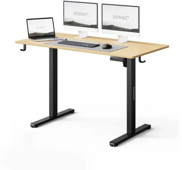 Zánovní - SENSE7 NOJO LIGHT Pracovní stůl černá-borovice / elektricky nastavitelná výška / 120 x 60cm / nosnost 70kg / zánovní (5902659847959.zánovní)