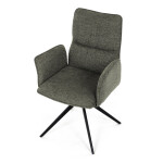 Židle jídelní, zelená látka, 360° vratný mechanismus, černý kov