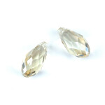 Skleněný broušený přívěšek - fazetová slza - perleťový lesk - 20 x 10 mm - 1 ks