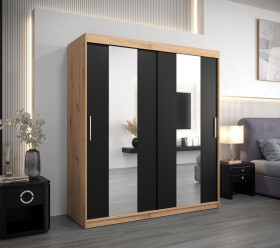 Šatní skříň Abi Po Barva korpusu: Dub artisan, Rozměry: 150 cm, Dveře: Černá