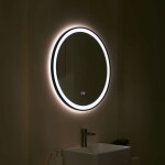 Kielle - Idolio Zrcadlo s LED osvětlením a vyhříváním, průměr 80 cm, černá 50324044