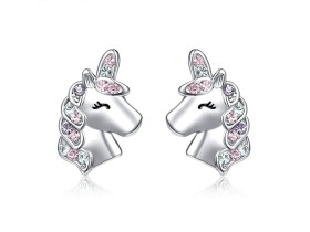 LUNICA Stříbrné náušnice BAREVNÝ JEDNOROŽEC 0671