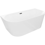 MEXEN/S - Oval Slim volně stojící vana nástěnná 170 x 80, bílá, sifon a přepad černá 52661708000-70