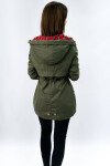 Krátká bunda parka army barvě kapucí (TLR243) odcienie zieleni