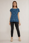Dámské tričko Monnari Modré bavlněné tričko se vzorem S
