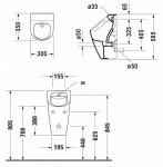 DURAVIT - ME by Starck Pisoár, zadní přívod vody, Rimless, s WonderGliss, bílá 28093000001