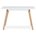 Jídelní stůl 120x80x74 cm, MDF, bílý matný lak, masiv buk