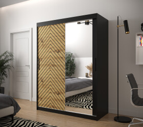 Šatní skříň Abi Jodelka 2 Barva korpusu: Černá, Rozměry: 150 cm, Dveře: Dub artisan
