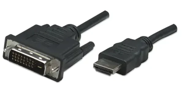 Manhattan kabel HDMI-DVI-D 1 m černý / Video kabel / pozlacené konektory / stíněný (322782)