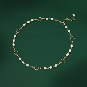 Náhrdelník s říčními perlami Esperanza, Zlatá 40 cm + 8 cm (prodloužení)