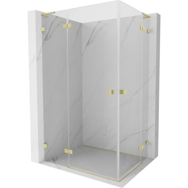 MEXEN/S - Lunar L Duo sprchový kout dveře křídlové 80 x 75, transparent, zlato kartáčovaná 834L-080L-075P-55-00