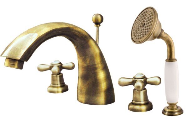 RAV Slezák - MORAVA RETRO - Vanová baterie 4-otvorová, Stará mosaz (Bronz), 3,8" MK169.0SSM