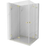 MEXEN/S - Lunar-F Duo sprchový kout skládací dveře 100 x 80, transparent, zlato kartáčovaná 836-100L-080P-55-00