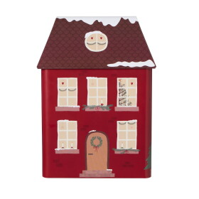 Ib Laursen Plechová dóza Christmas House, červená barva, kov
