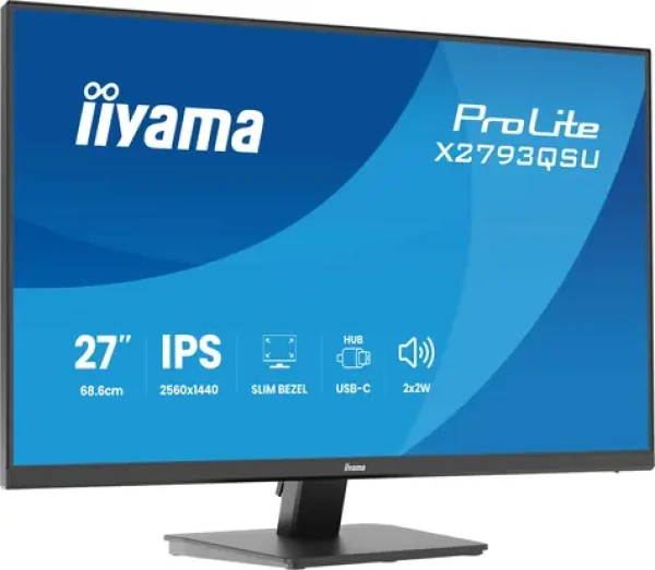 27" IIYAMA ProLite X2793QSU-B1 černá / Monitor / IPS / 2560 x 1440 / 75Hz / 1ms / 1000:1 / 350 cd / HDMI / DP (X2793QSU-B1)