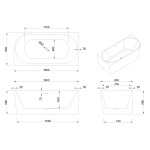 INVENA - Volně stojící vana příčné levá 160 cm Astri se sifonem AN-03-16L-F