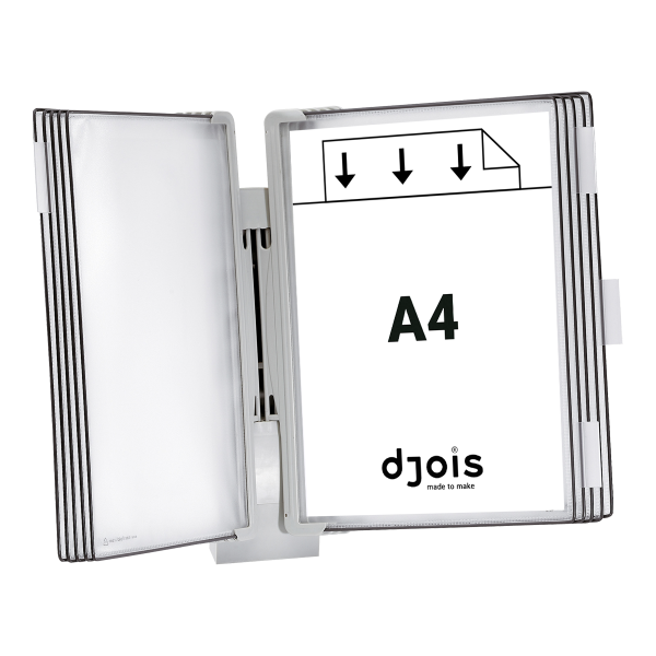Djois nástěnný držák s rámečky pro řadu Design, 10 rámečků A4, rámečky šedé, držák šedý, 1 set