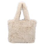 Stylová dámská plyšová kabelka do ruky Arianda, krémová