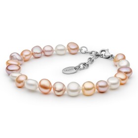 Perlový náramek Magda - barevná říční perla, chirurgická ocel, Barevná/více barev 19 cm + 3 cm (prodloužení)