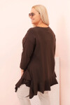 Dámská blůza Plus Size s bavlnou, kapsou a ohrnutým rukávem kiwi UNI