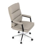 Křeslo kancelářské, béžová ekokůže, kříž kov chromový, houpací mechanismus, čalouněné područky