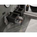 MEXEN/S - Rivel koupelnová skříňka 50 cm s umyvadlem Otis, 1 šuplík, reliéf , černá mat 91A20-05023-1-BF71-W18M71