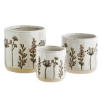 MADAM STOLTZ Kameninový obal na květináč Flower S, béžová barva, keramika