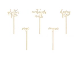 PartyDeco dřevěné informační zápichy do zákusků (5 ks)