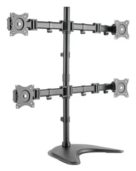 Digitus stolní držák 4 monitorů černá / Držák monitoru / VESA 75x75 a 100x100 mm / náklon 45° / otočení 90° (DA-90364)
