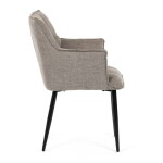 Židle jídelní, hnědá vodoodpudivá látka, černý matný lak, kovové nohy