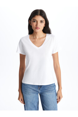 LC Waikiki Women's V-Neck Straight Short Sleeve T-Shirt