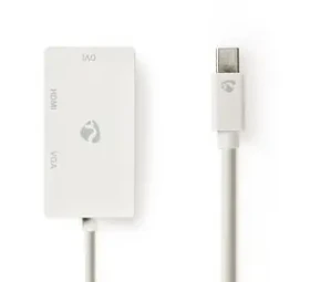 Nedis adaptér Mini DisplayPort na DVI-D, VGA, HDMI bílá / Redukce / 0,2 m / poniklované (CCGP37465WT02)